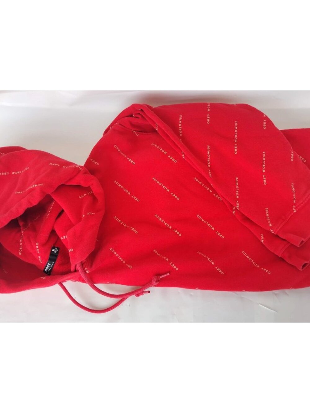Obey Cropped AOP Red Hoodie Size Medium *read*